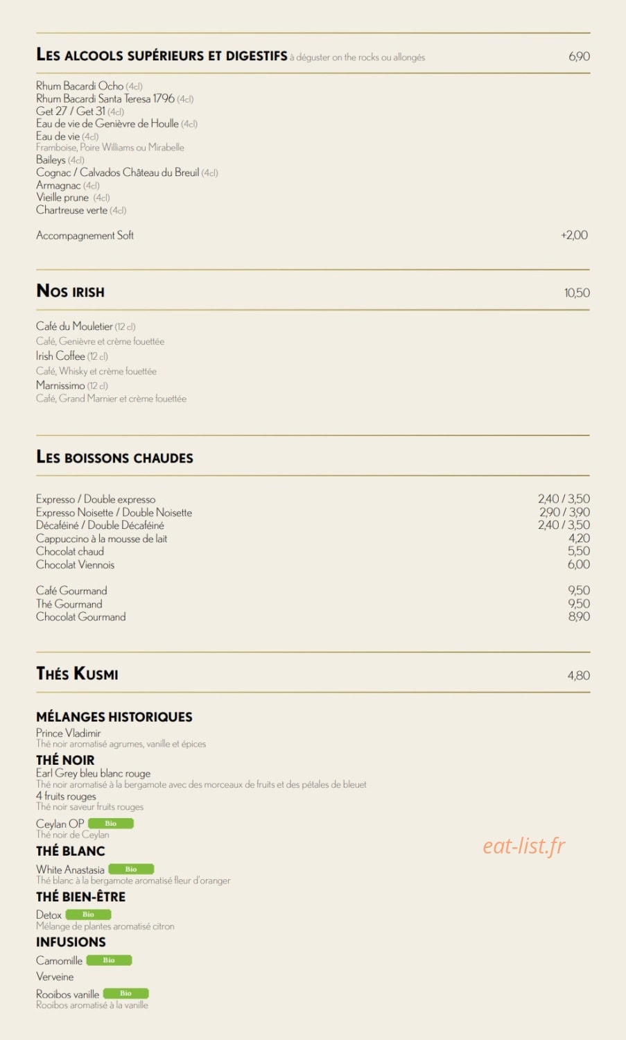 Aux Moules — carte page 7
