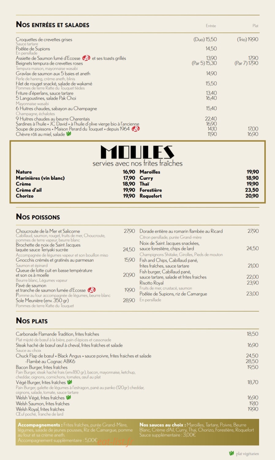 Aux Moules — carte page 2