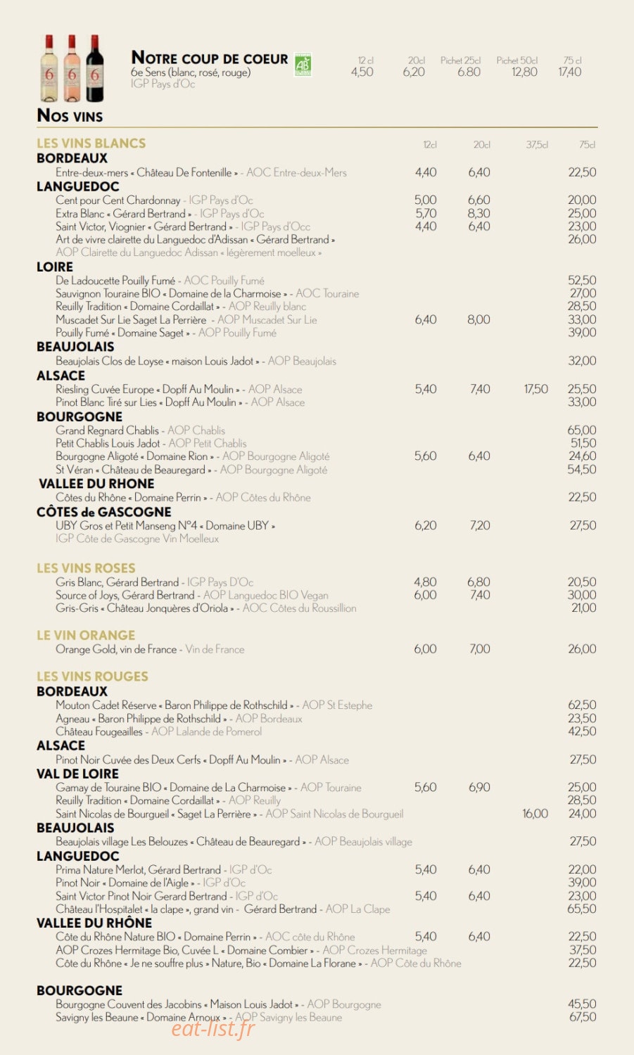 Aux Moules — carte page 6