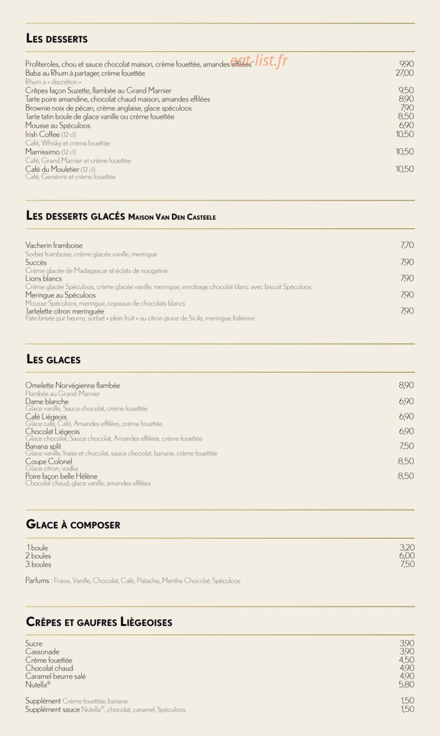 Aux Moules — carte page 4