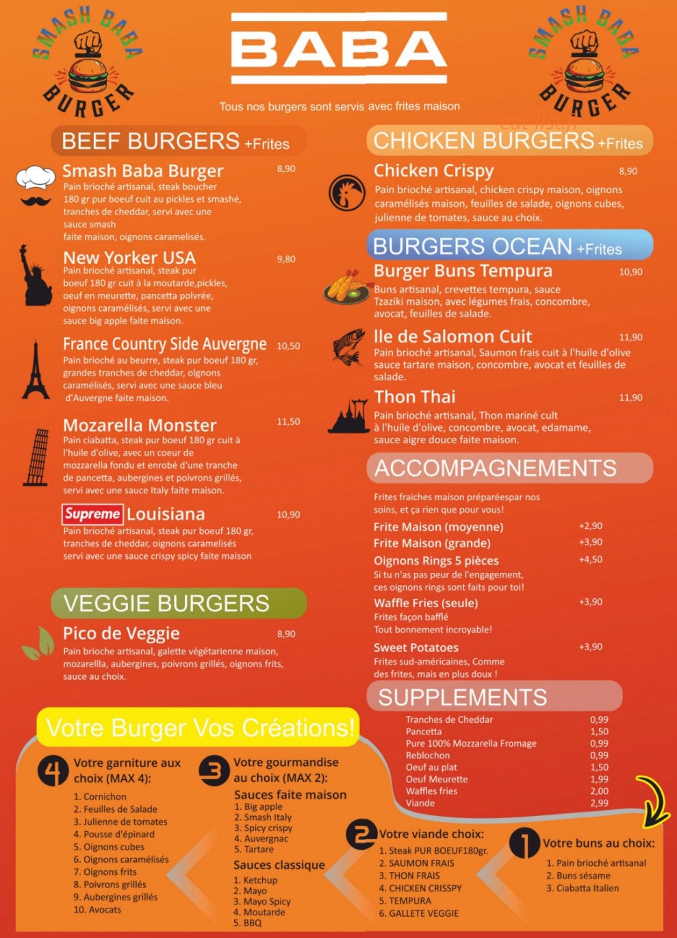 Baba Burger & Poké — carte page 1