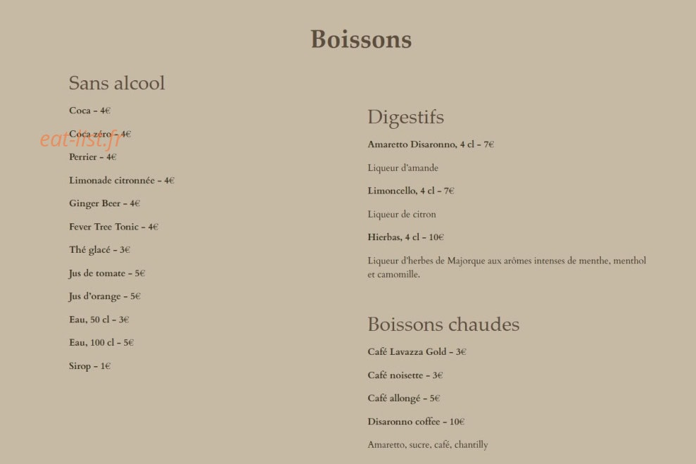 Bar Costa — carte page 3