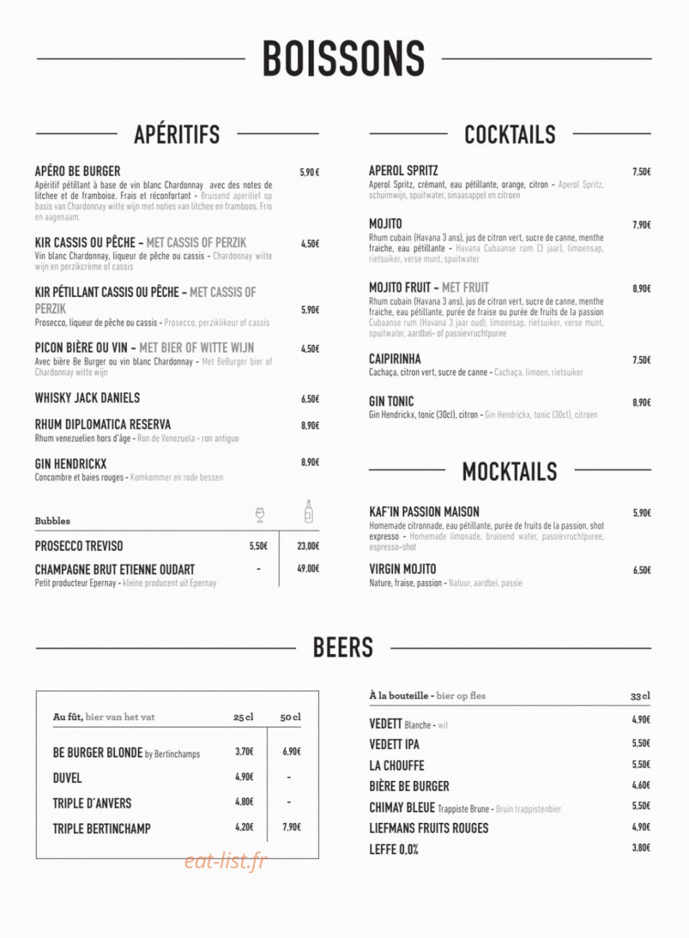 Be Burger — carte page 4