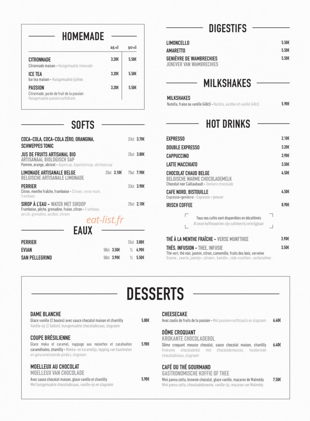 Be Burger — carte page 6