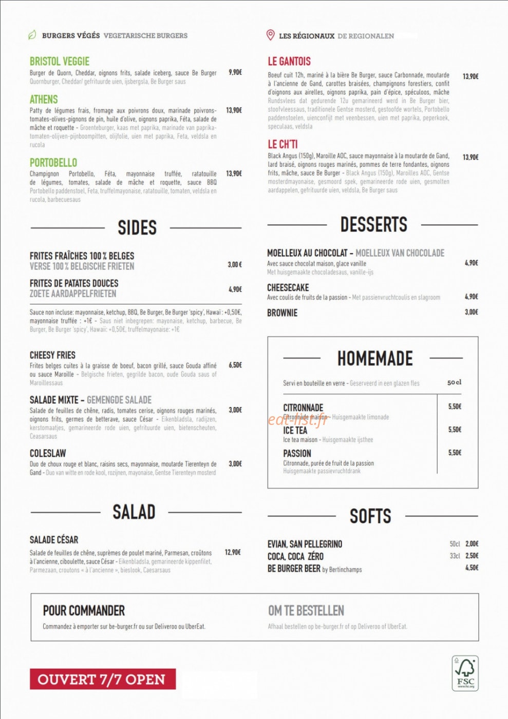 Be Burger — carte page 8