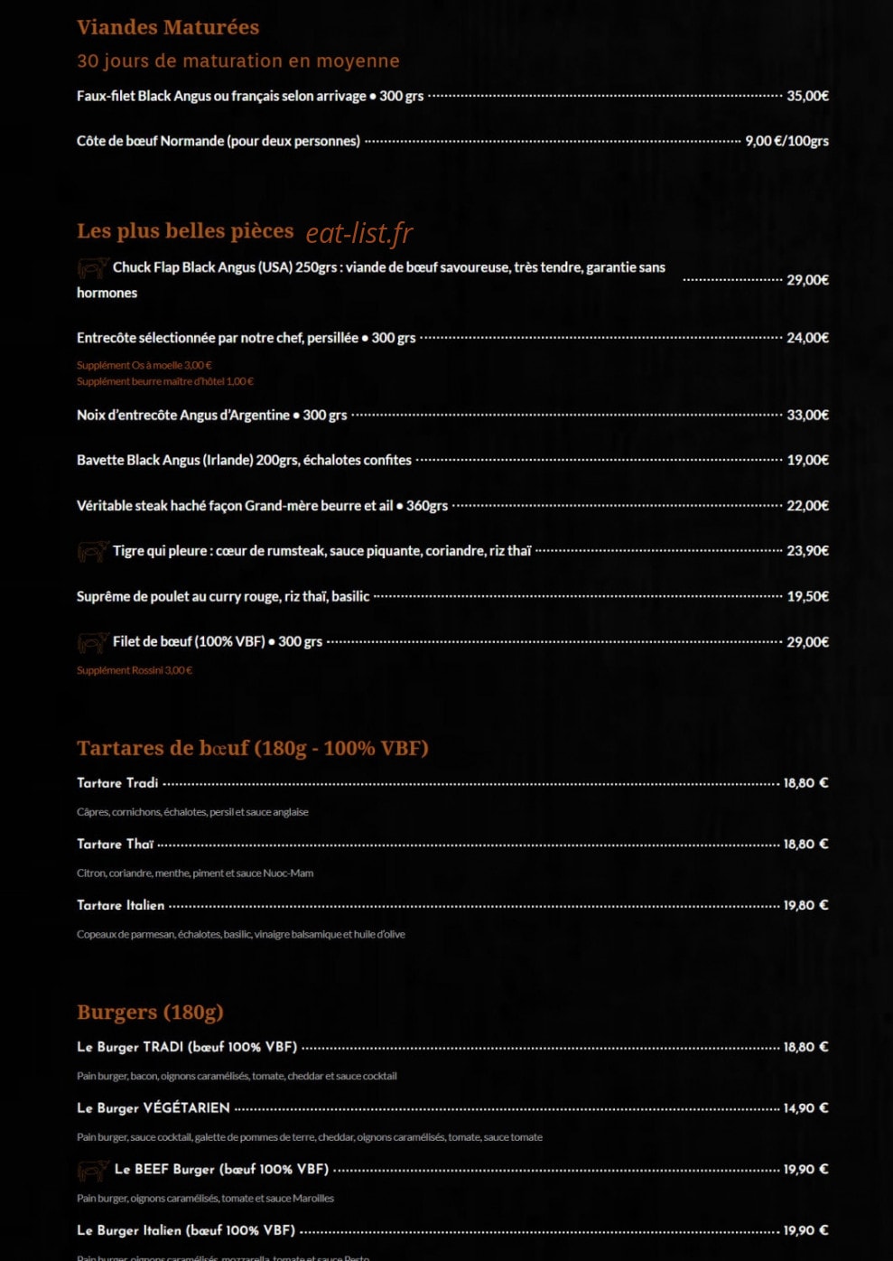 Beef — carte page 4