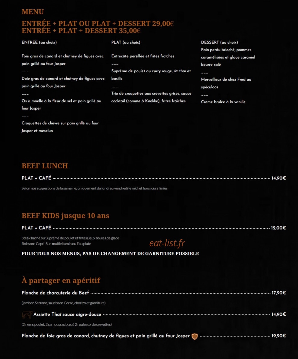 Beef — carte page 2