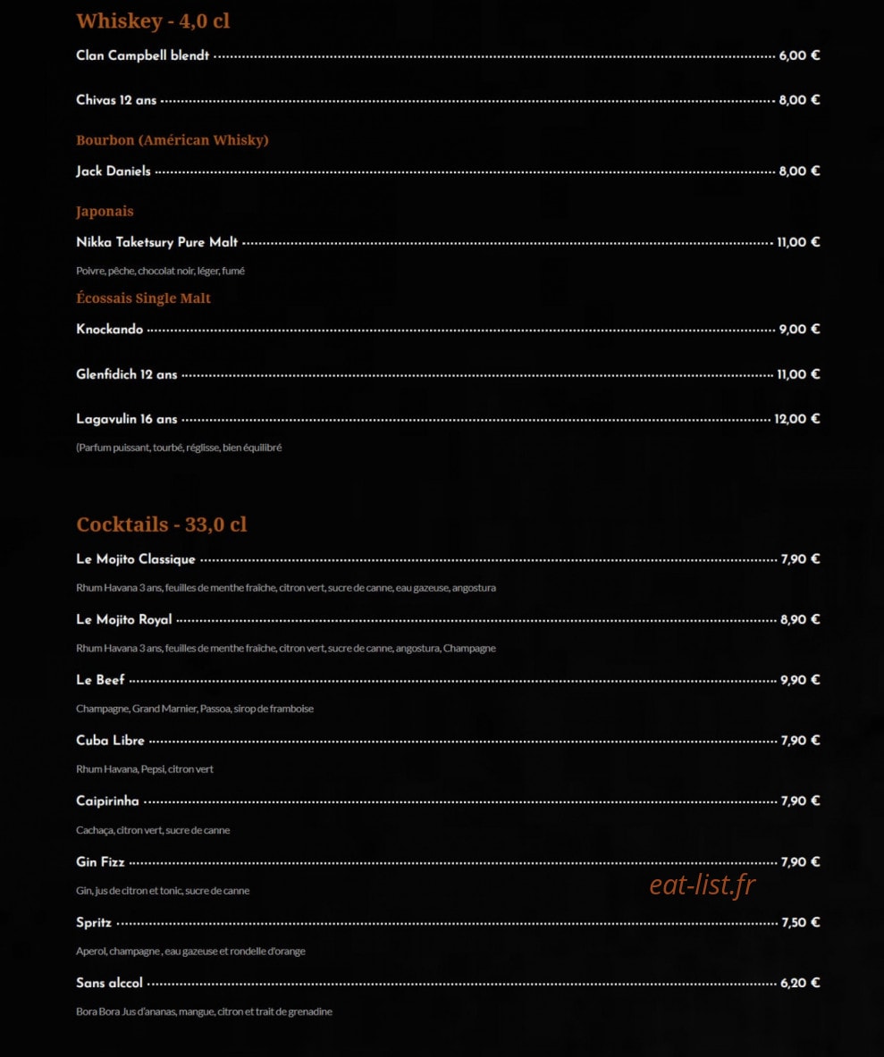Beef — carte page 9