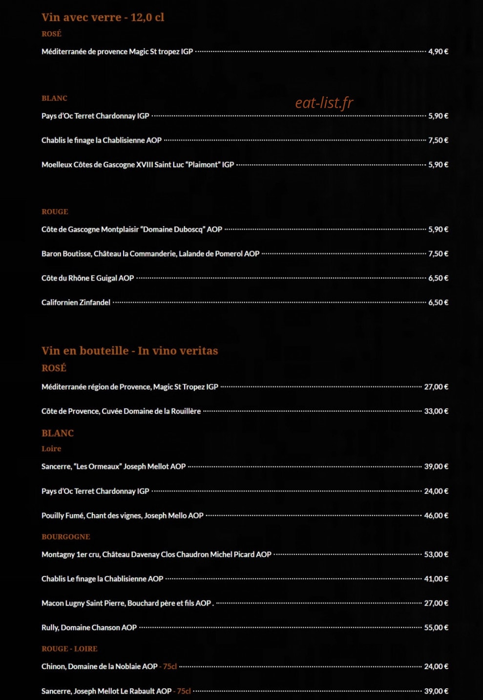 Beef — carte page 11