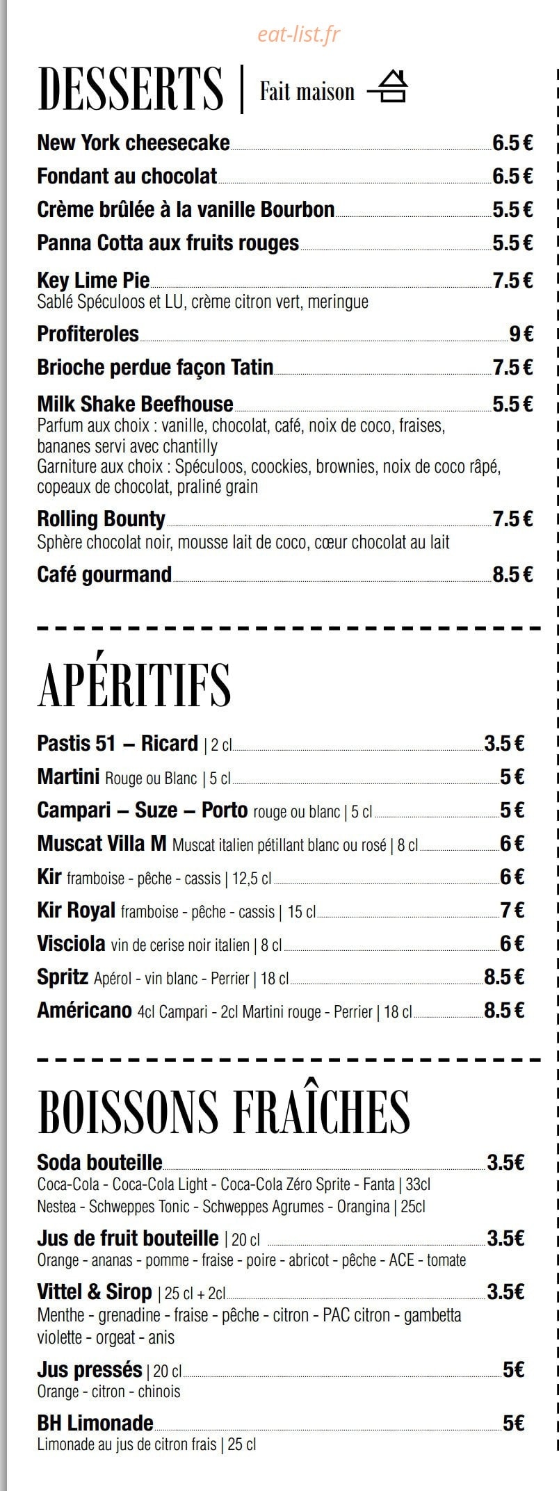 BeefHouse — carte page 7