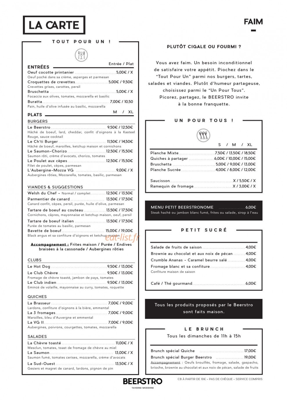 Beerstro — carte page 1