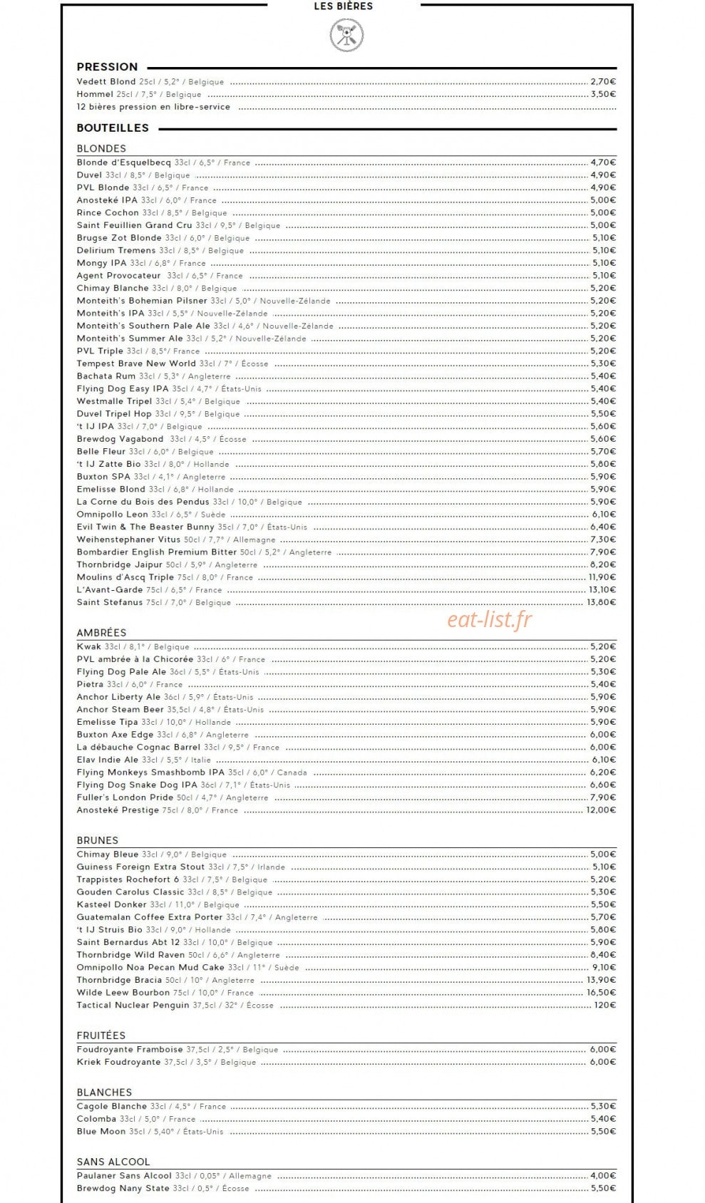 Beerstro — carte page 2