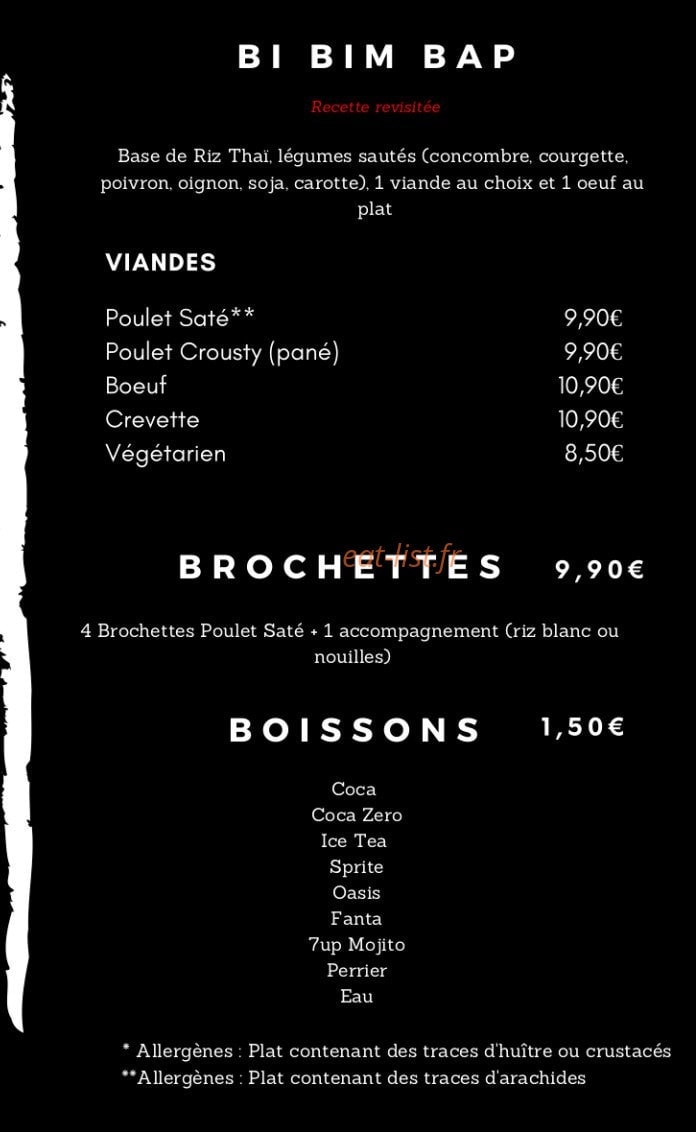 Bi Bim Bap — carte page 3