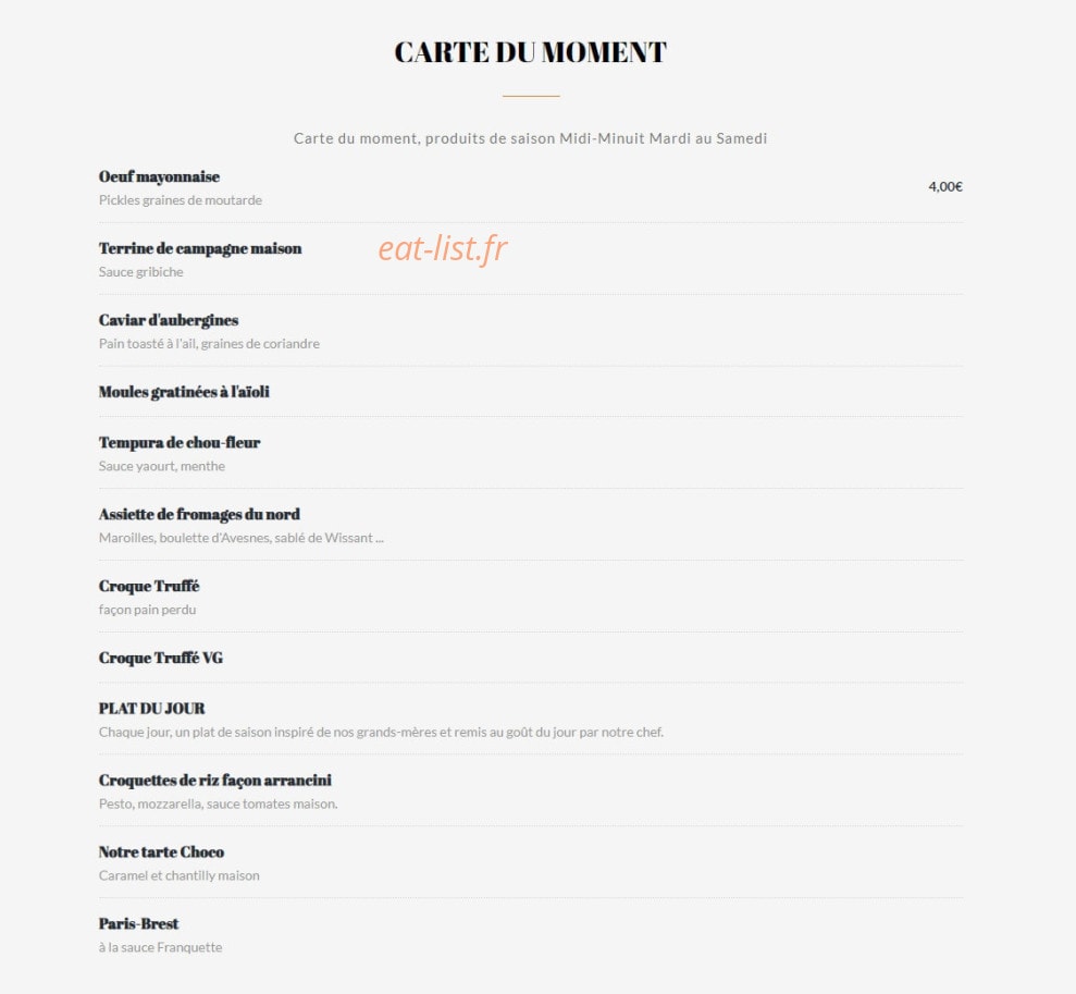 Bistrot Franquette — carte page 1