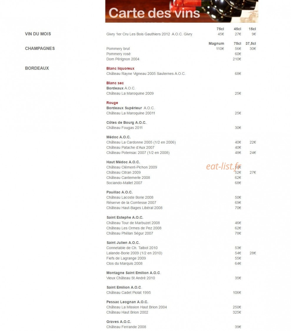 Brasserie André — carte page 2