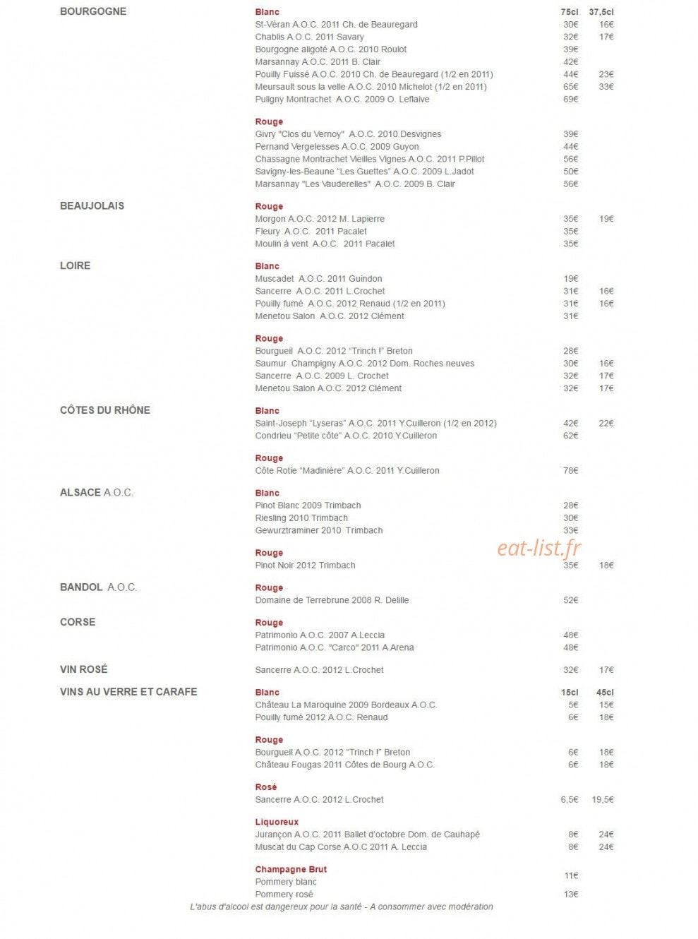 Brasserie André — carte page 3
