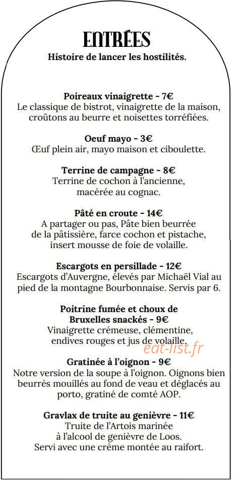Brasserie Campion — carte page 1