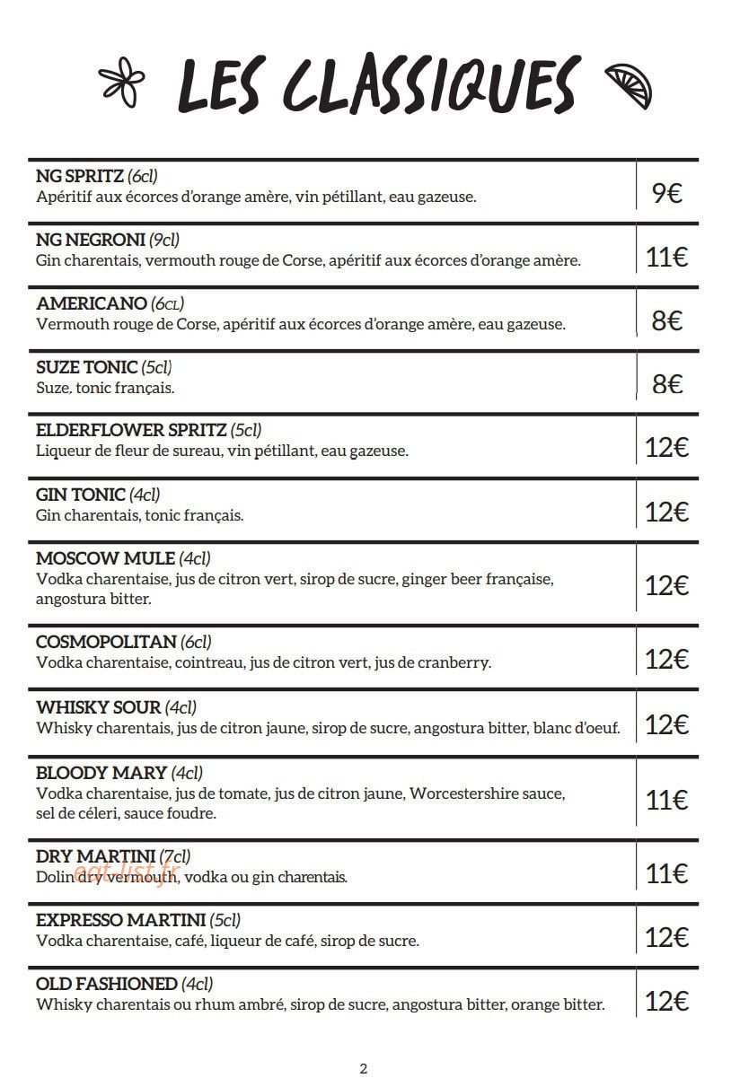 Brasserie Campion — carte page 20