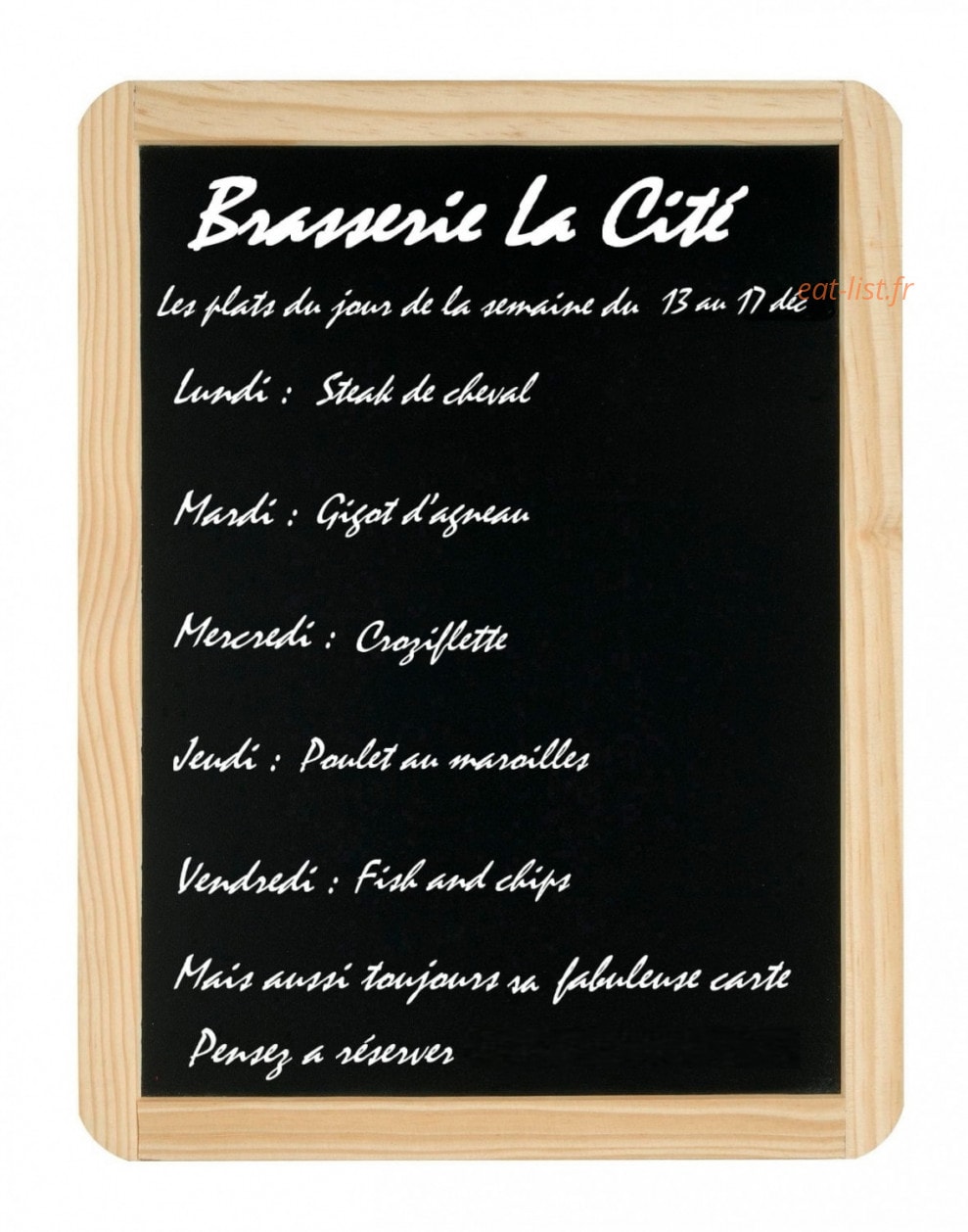 Brasserie de la cité — carte page 1