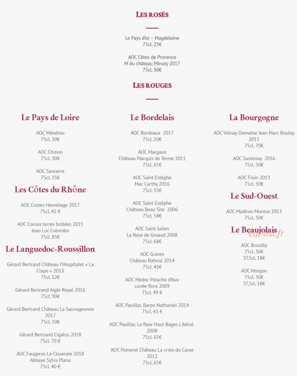 Brasserie de La Paix — carte page 8