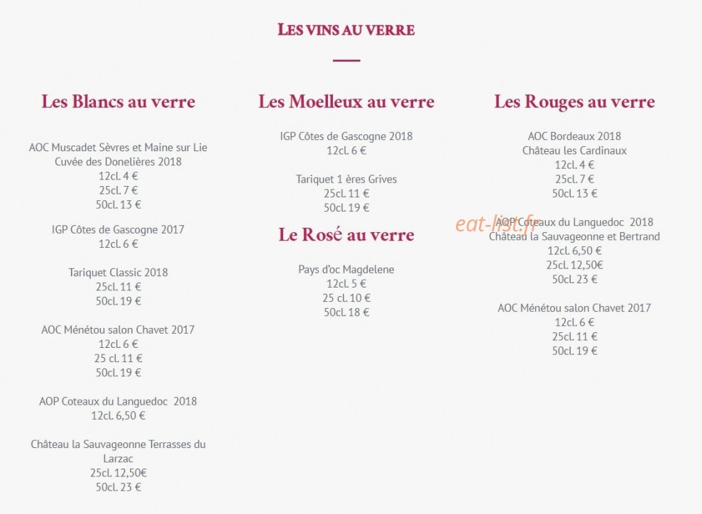 Brasserie de La Paix — carte page 6