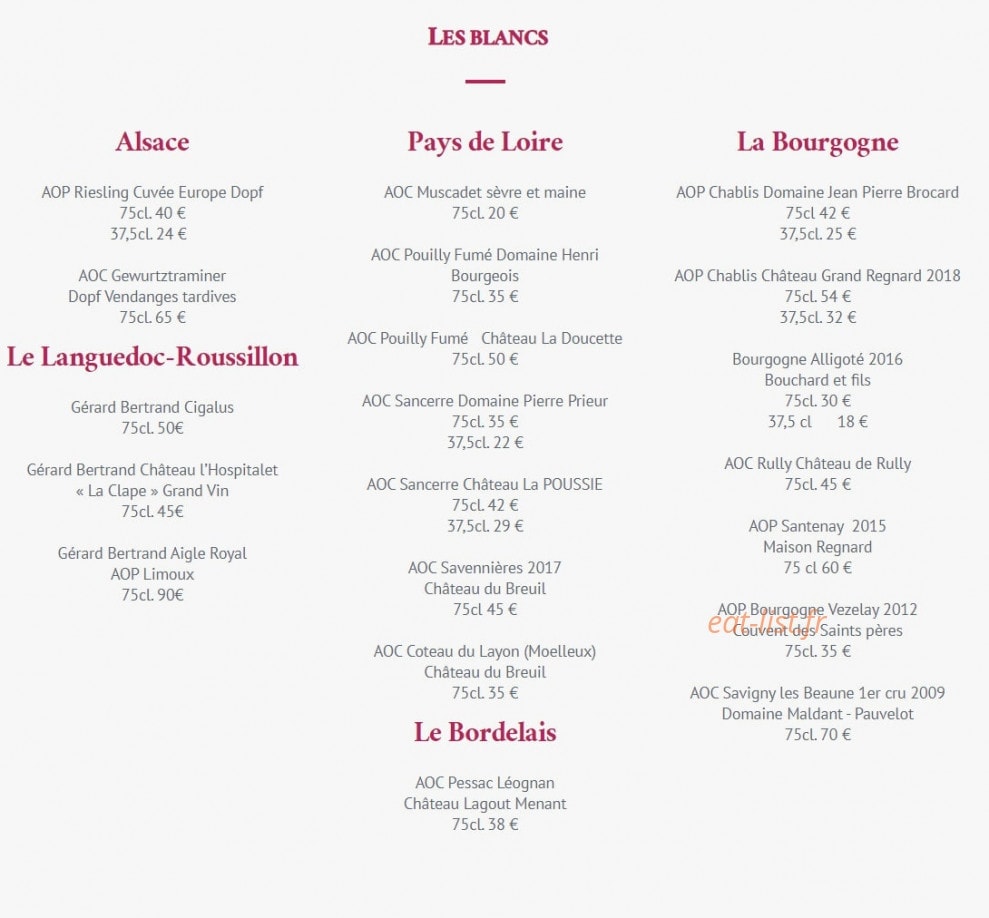 Brasserie de La Paix — carte page 7