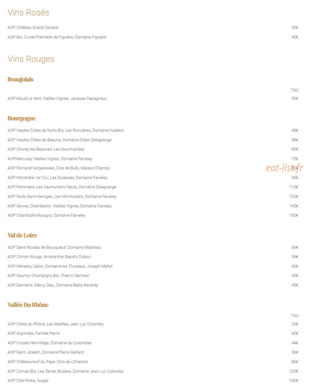 Brasserie Dufour — carte page 4
