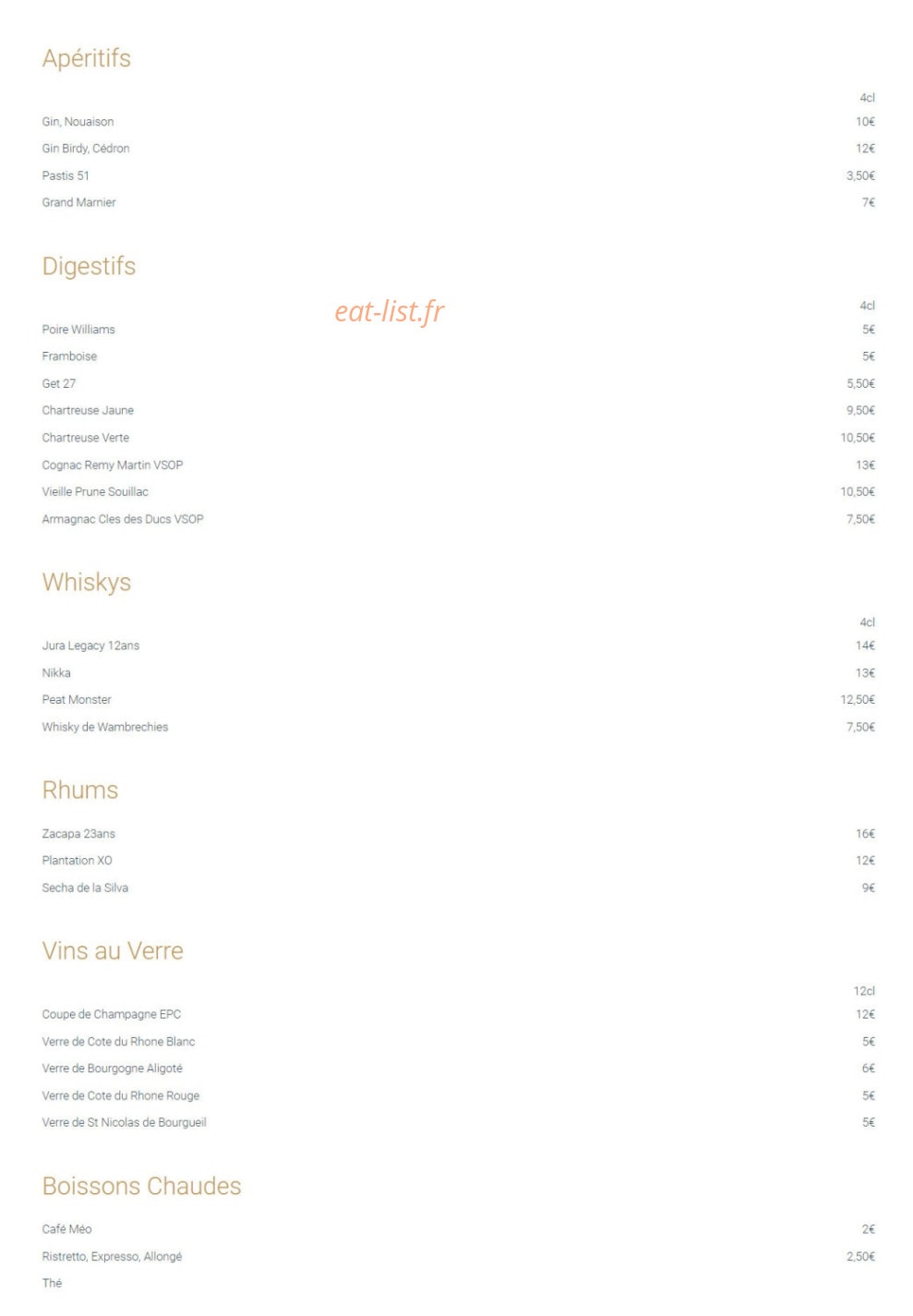 Brasserie Dufour — carte page 6