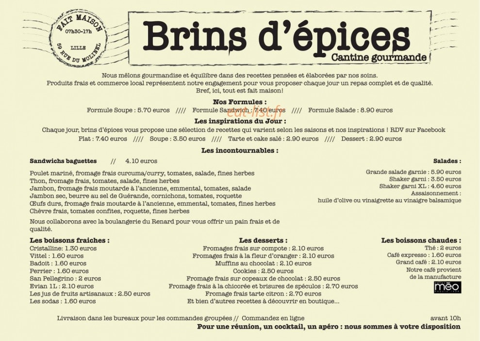 Brins d'épices — carte page 1