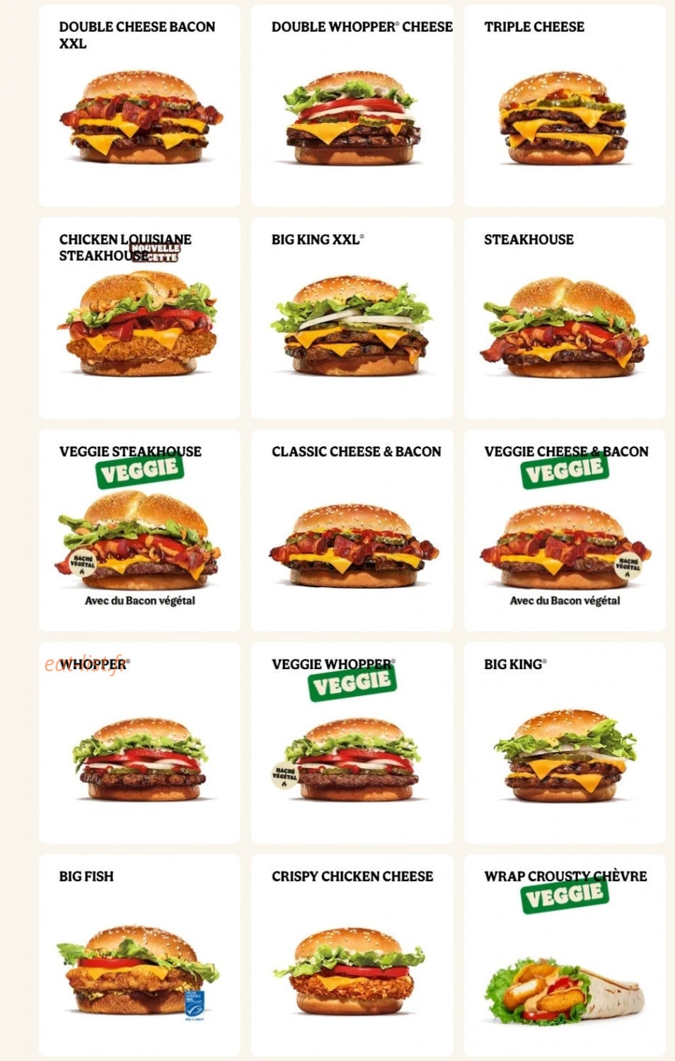 Burger King — carte page 7