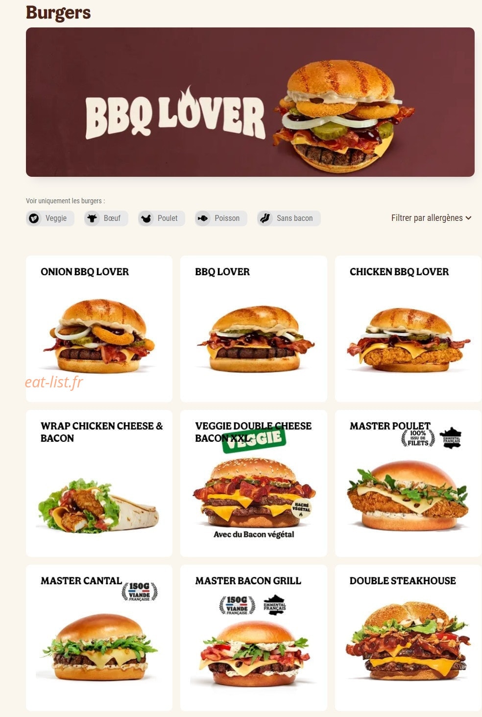 Burger King — carte page 6