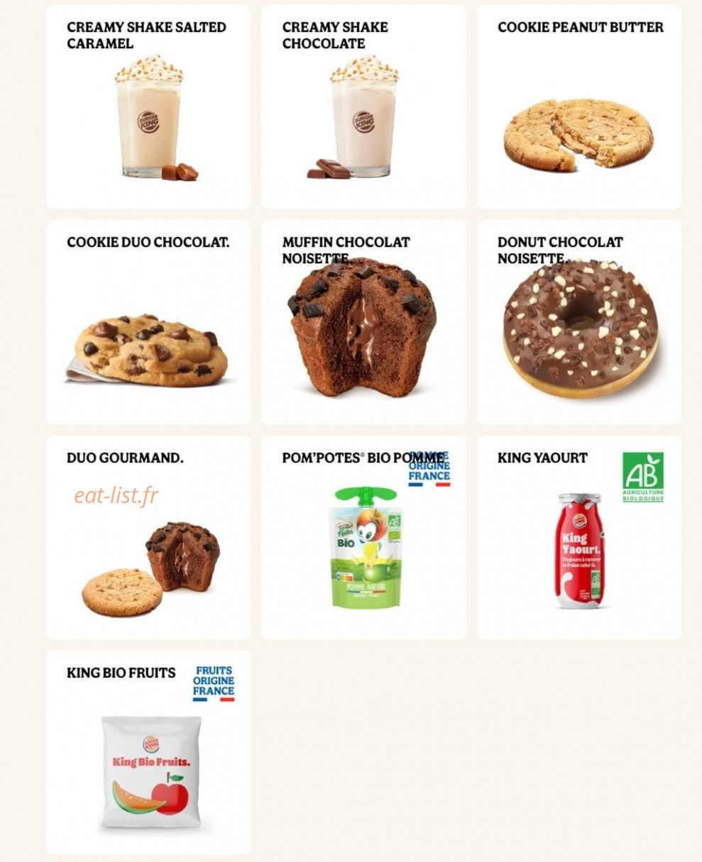 Burger King — carte page 18