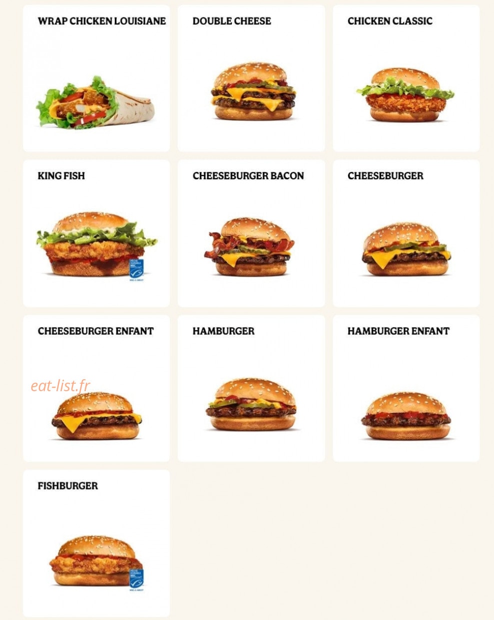 Burger King — carte page 8