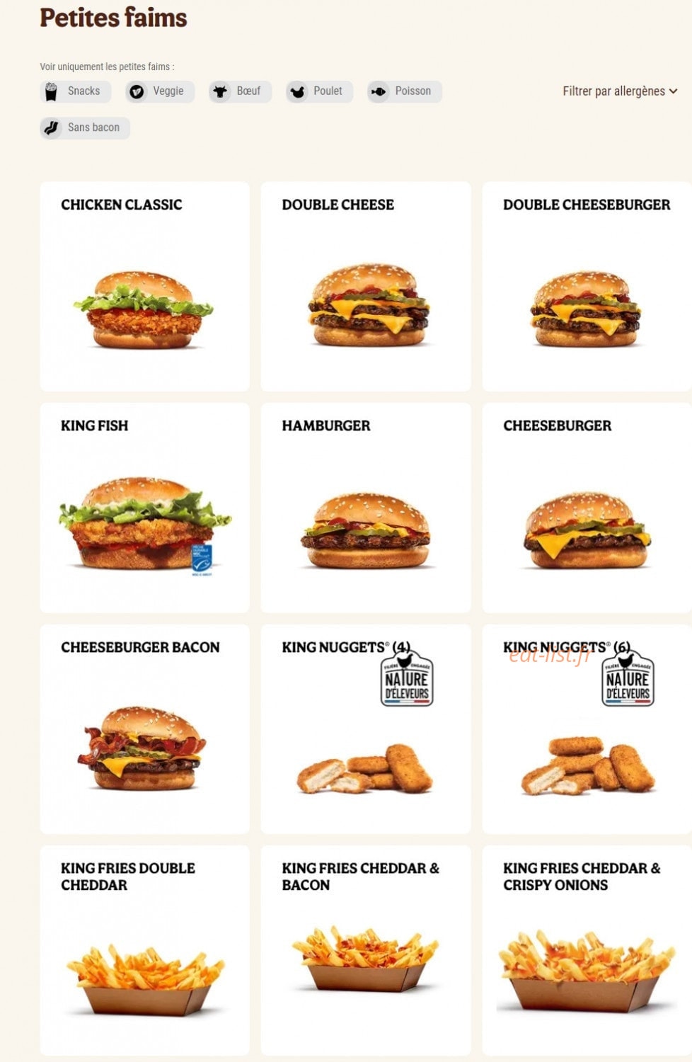 Burger King — carte page 14