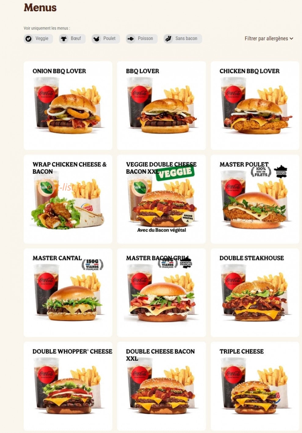 Burger King — carte page 3