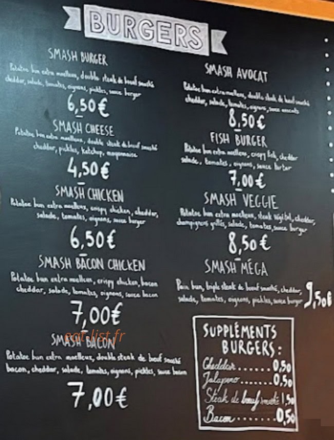 Burger Smash — carte page 1