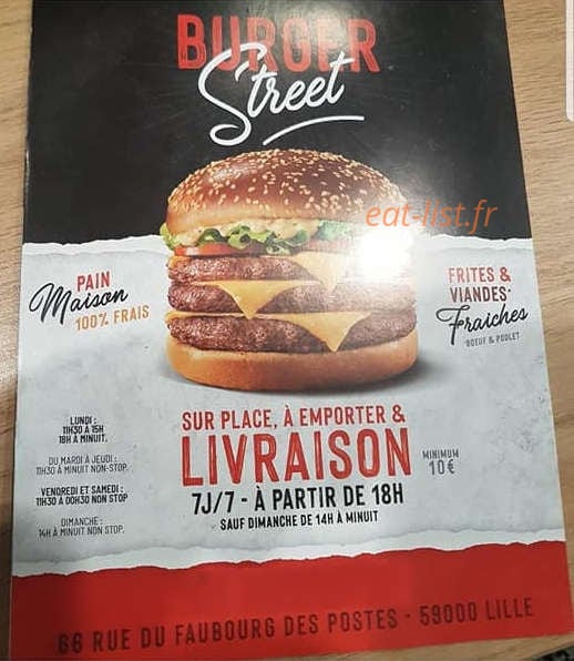 Burger Street — carte page 1