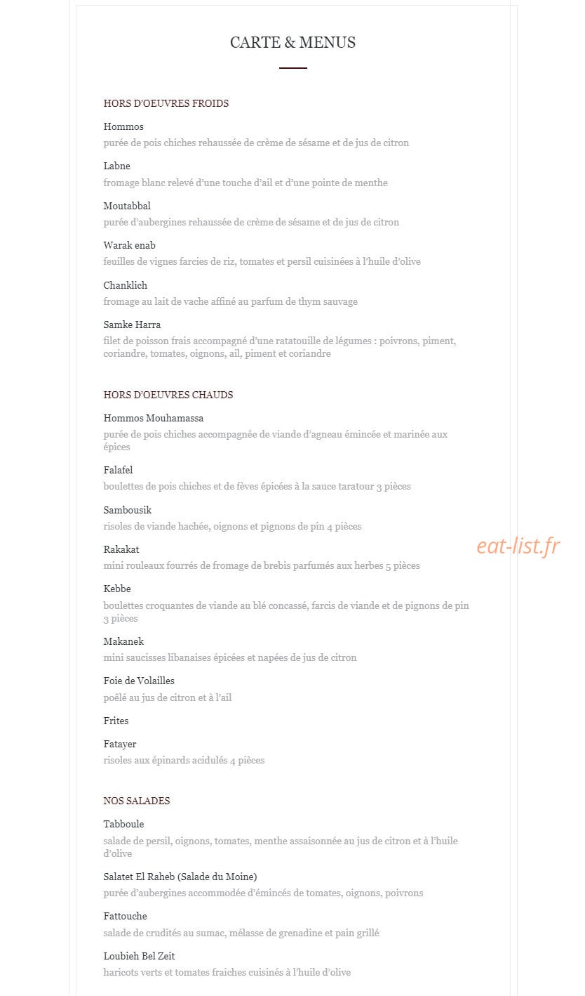 Chez Bacchus — carte page 1