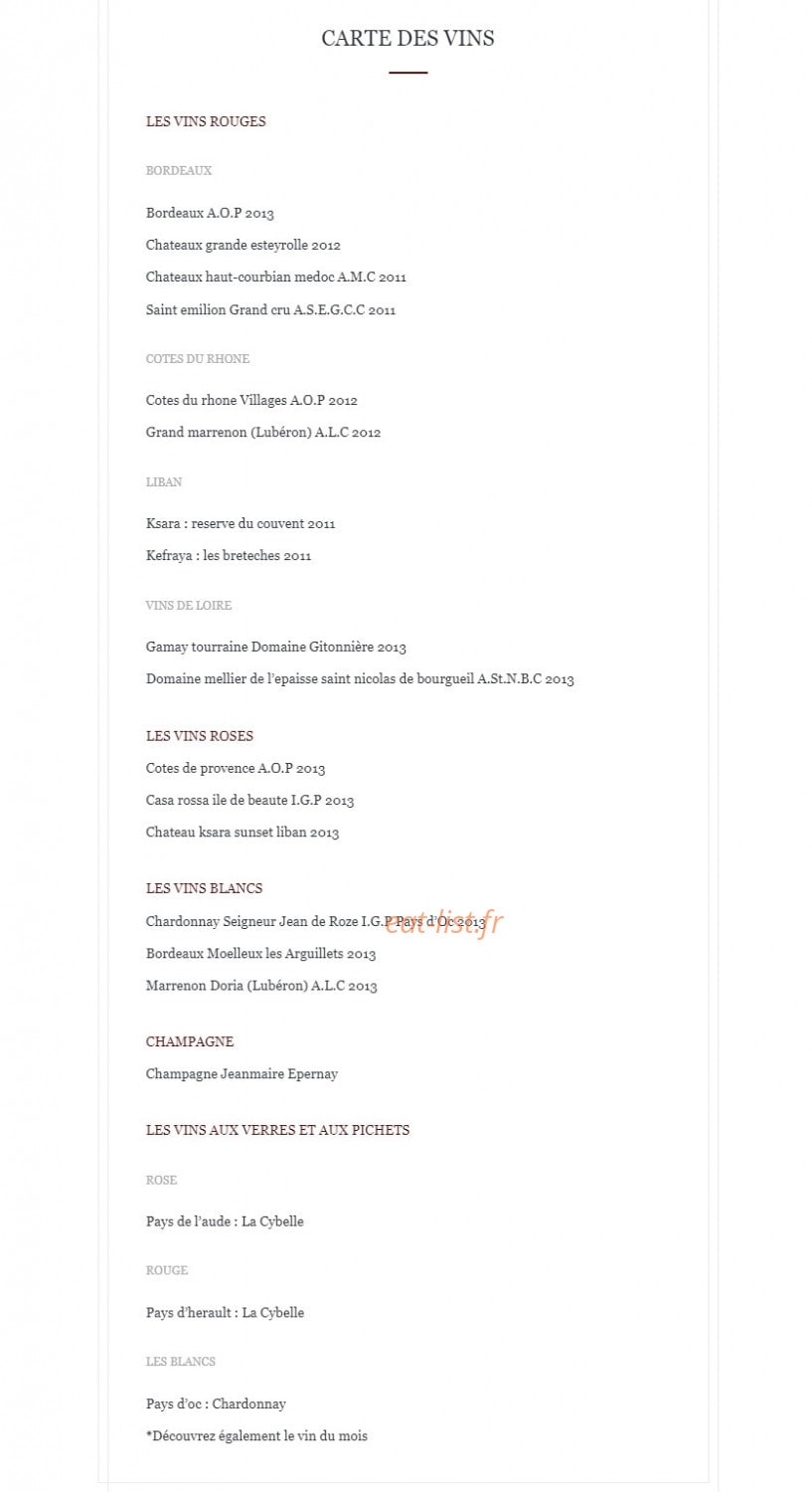 Chez Bacchus — carte page 3