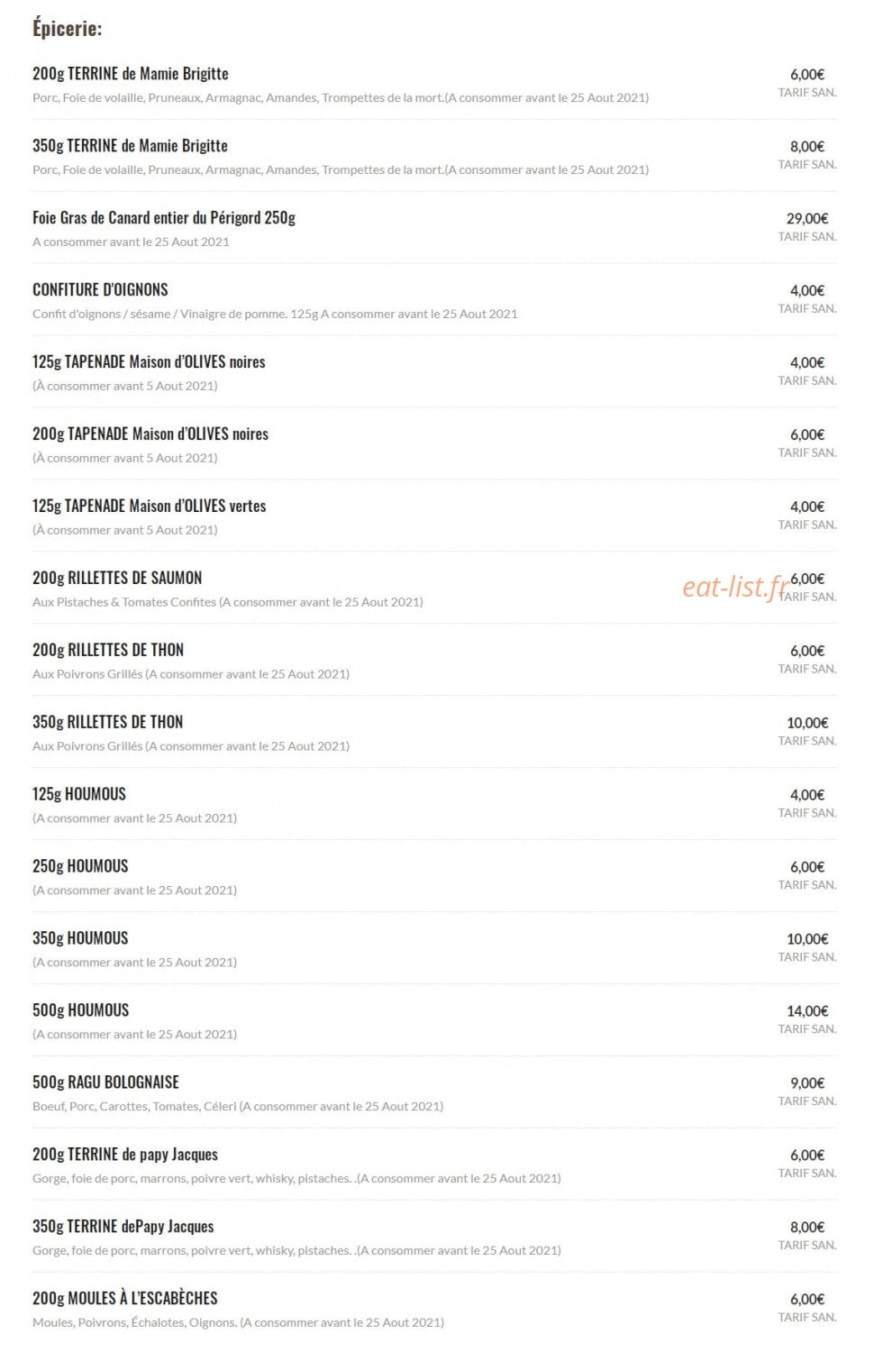Chez Brigitte — carte page 1