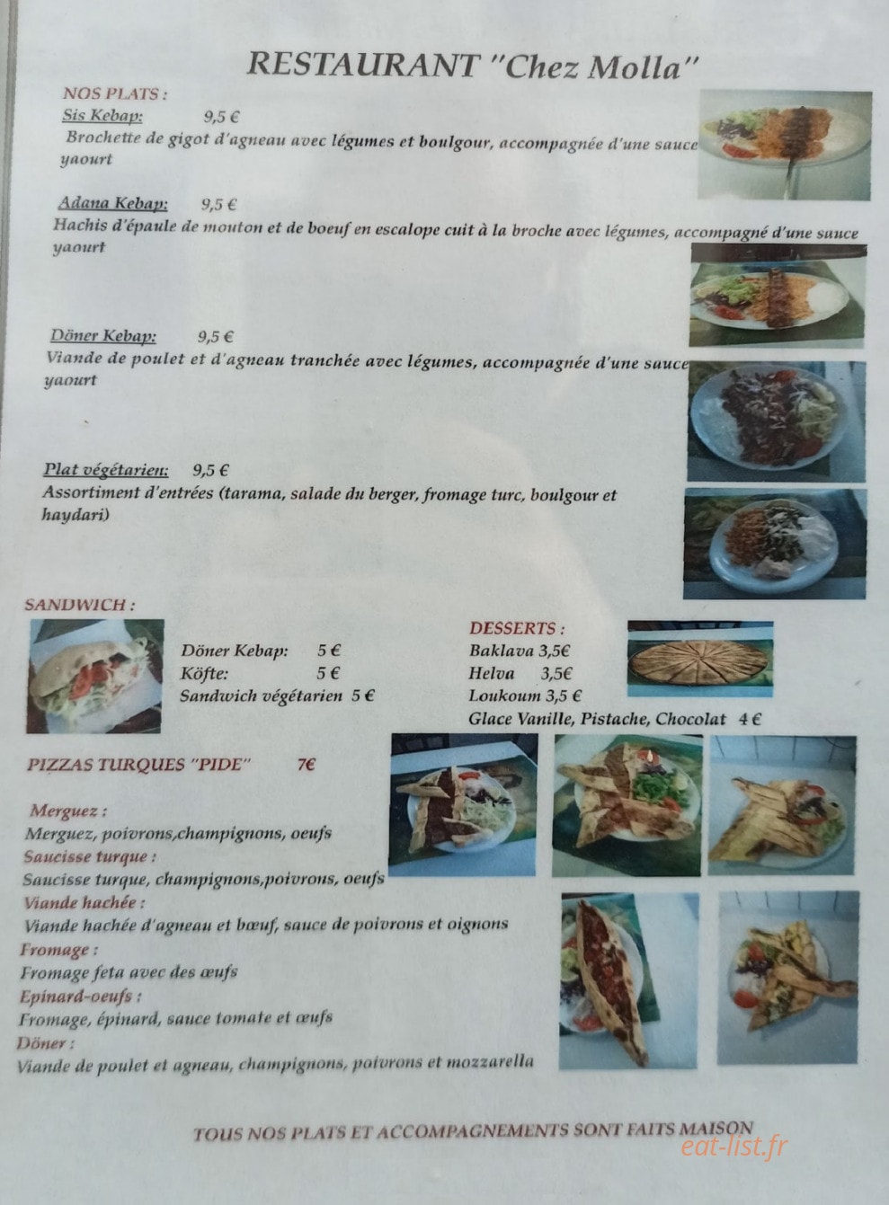 Chez Molla — carte page 1