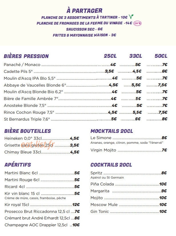 Chez Simone — carte page 3