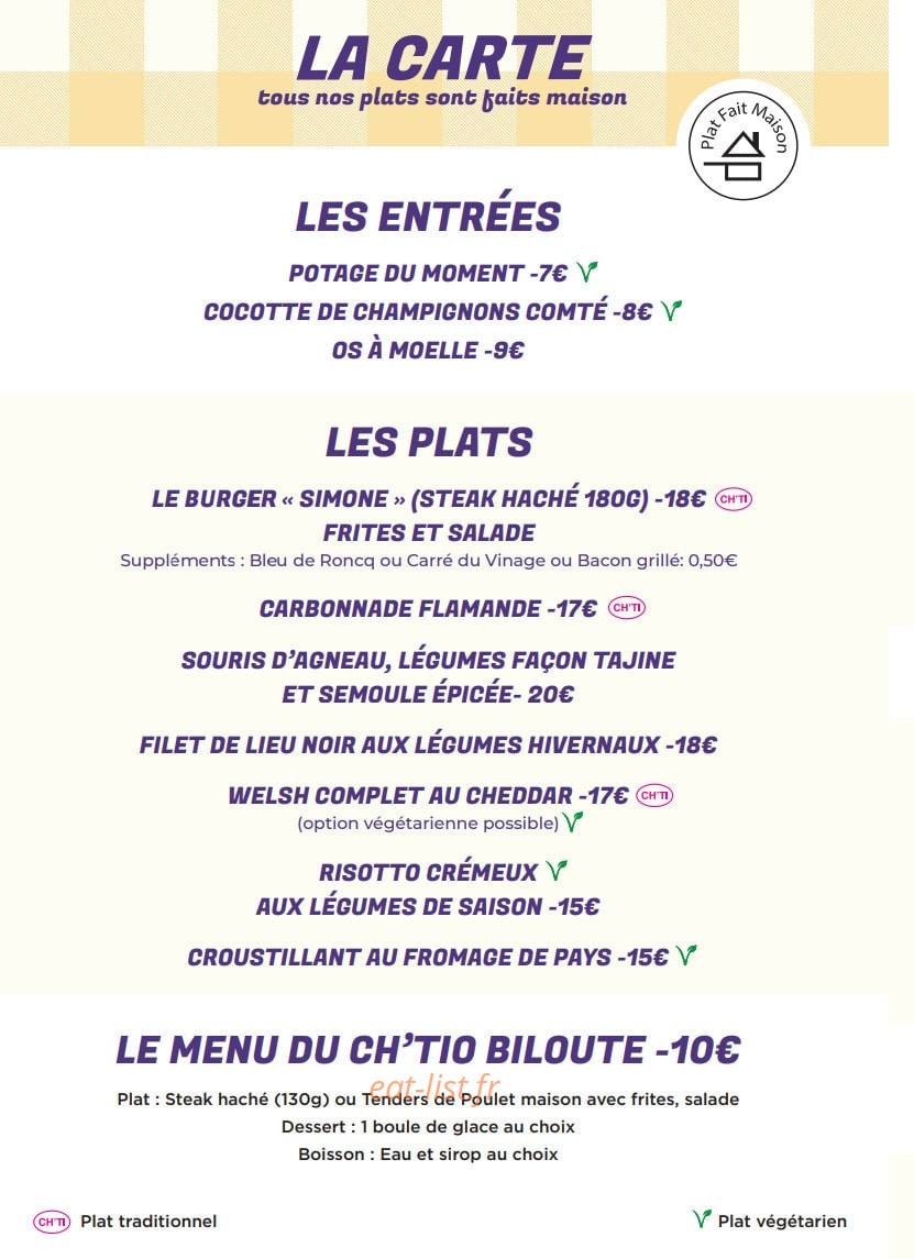 Chez Simone — carte page 1