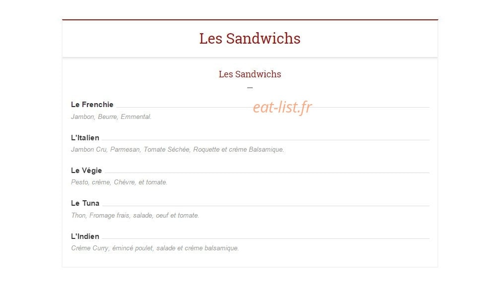 Cosy Lunch — carte page 1