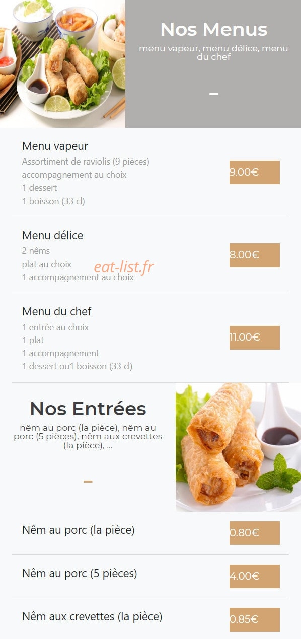 Délice du Molinel — carte page 1