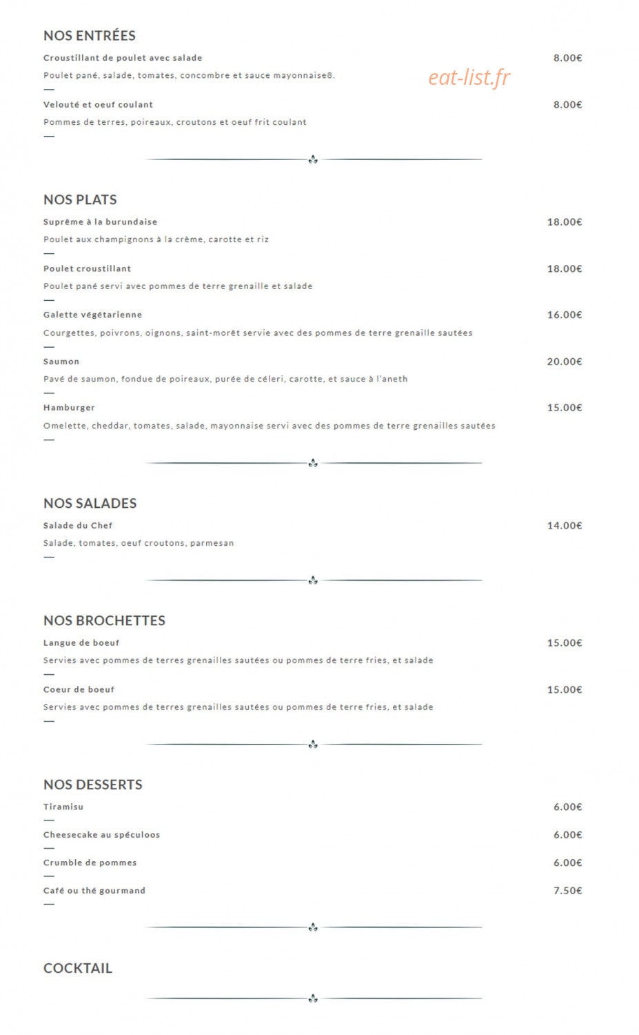 Délices Univers — carte page 1