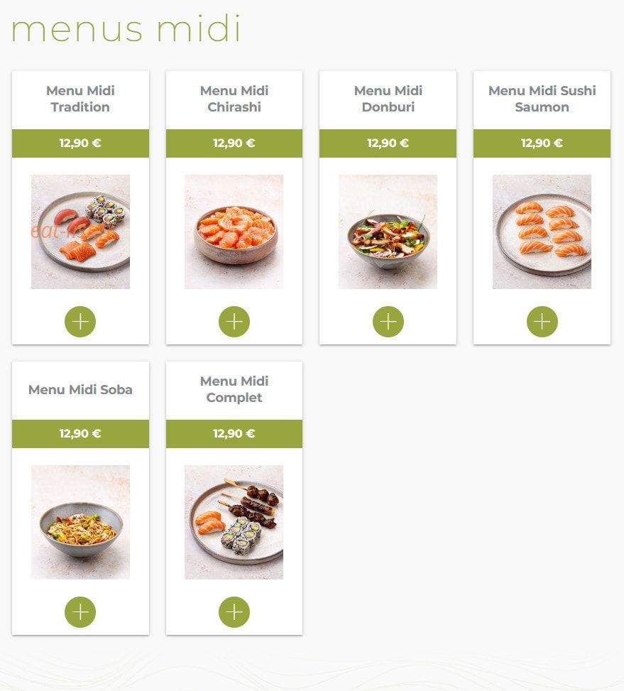 Eat sushi — carte page 1