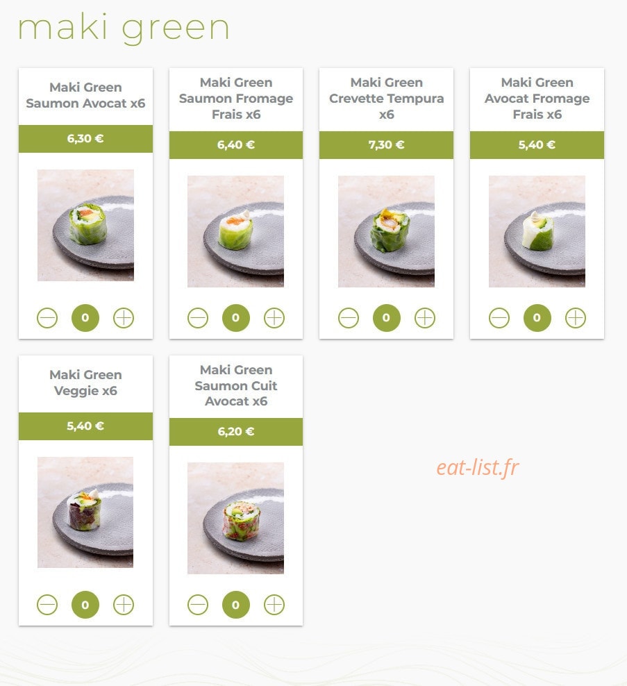 Eat sushi — carte page 10