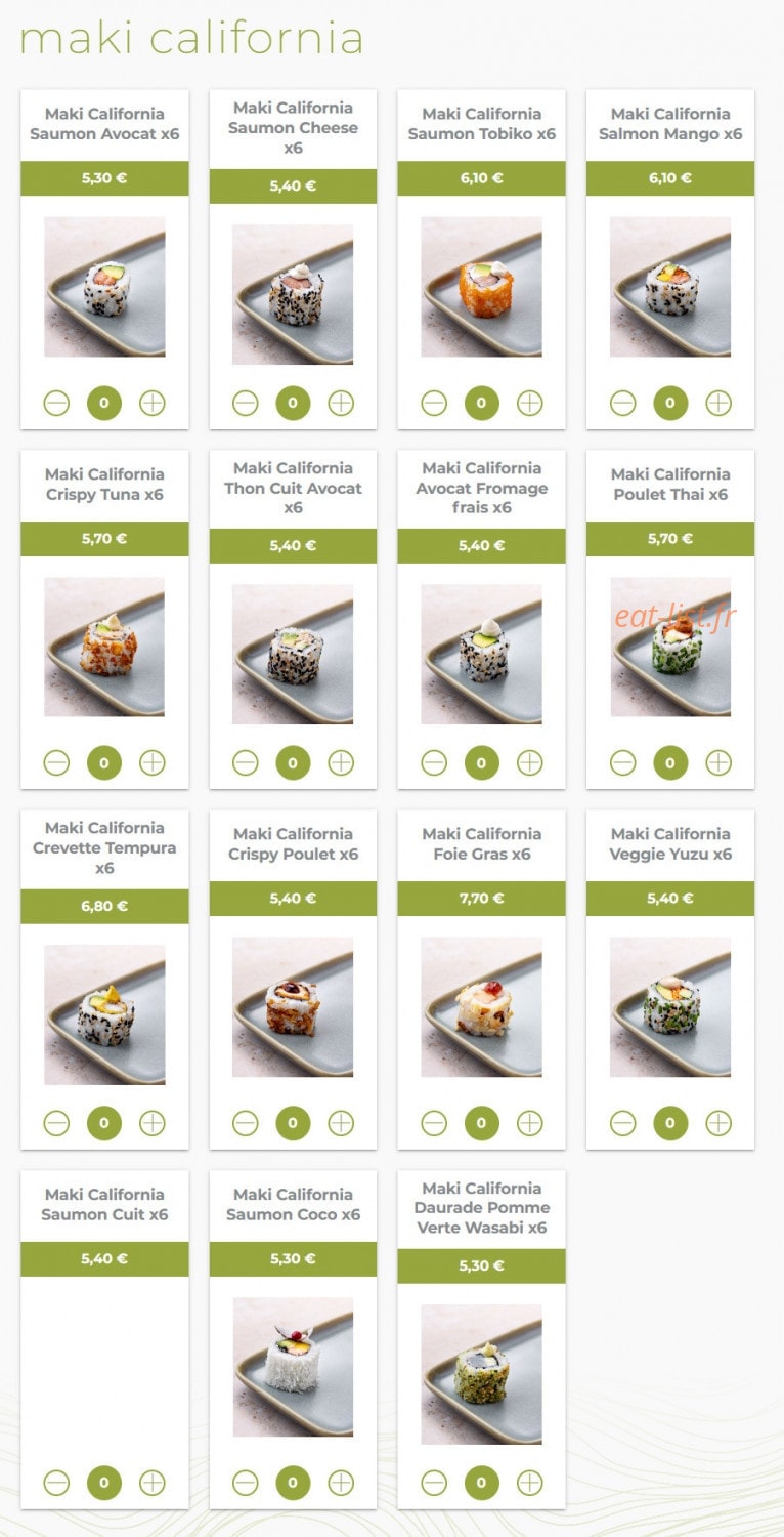 Eat sushi — carte page 9