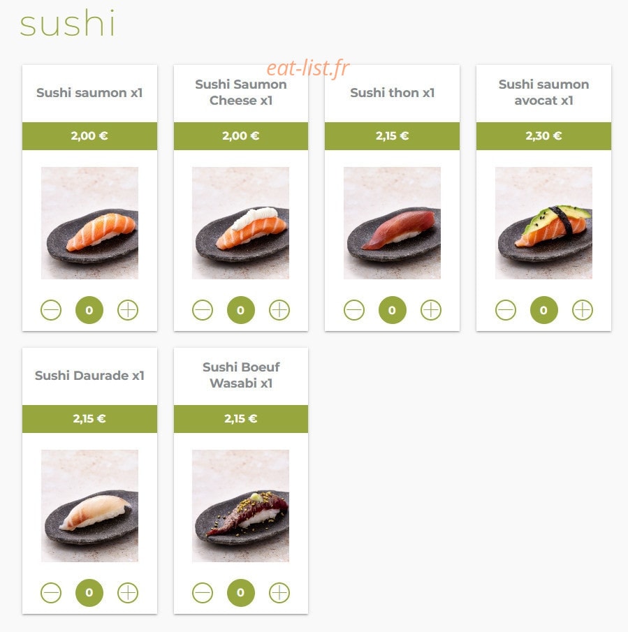 Eat sushi — carte page 7